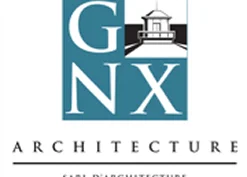Logo de GNX Architecture : un bâtiment stylisé au-dessus de GNX.